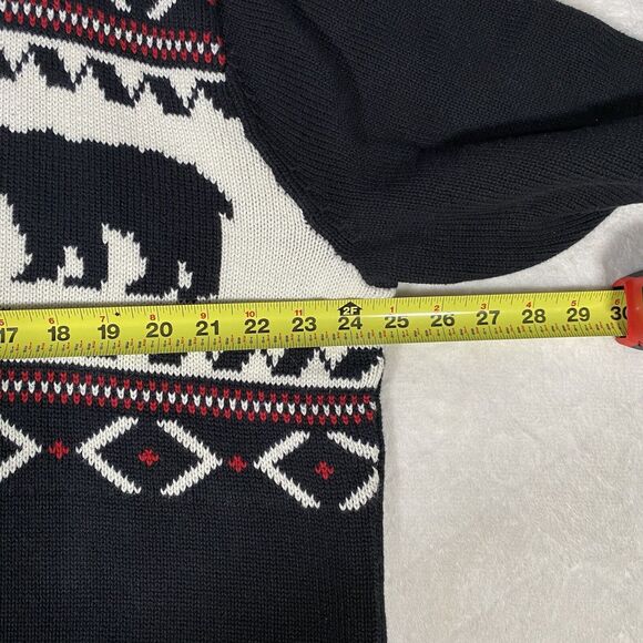 Chaps Fair Isle Holiday Sweater Crew Neck Bears Christmas Tree Cotton Men's XL - Picture 4 of 7